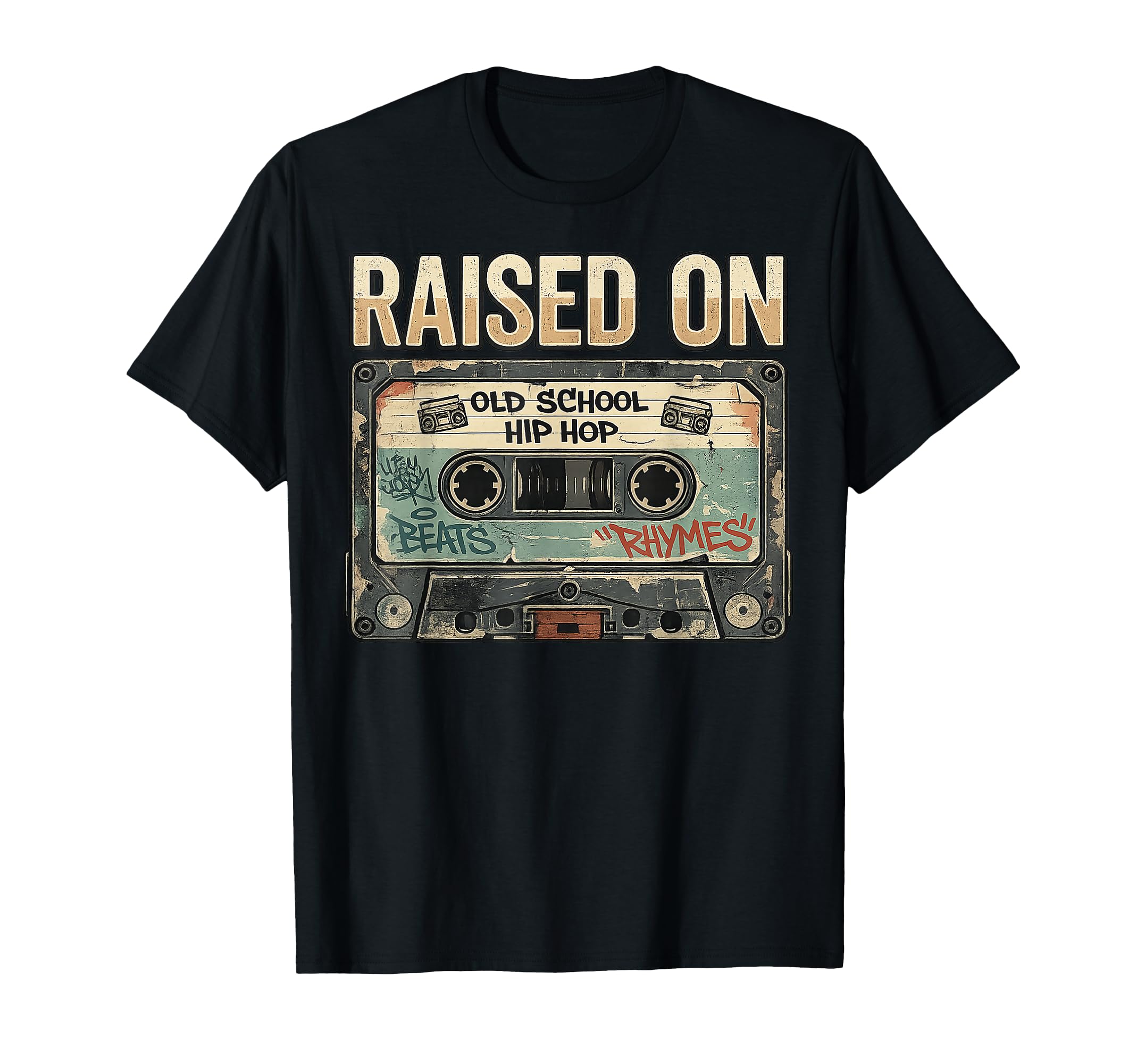 Raised Old School Hip Hop Cassette 80S T-Shirt - Aesthetic Graphic Unisex - T-Shirt, Sweatshirt, Hoodie
