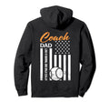 Baseball Coach Dad Usa American Flag Hoodie - Minimalist Print Men Women - T-Shirt, Sweatshirt, Hoodie