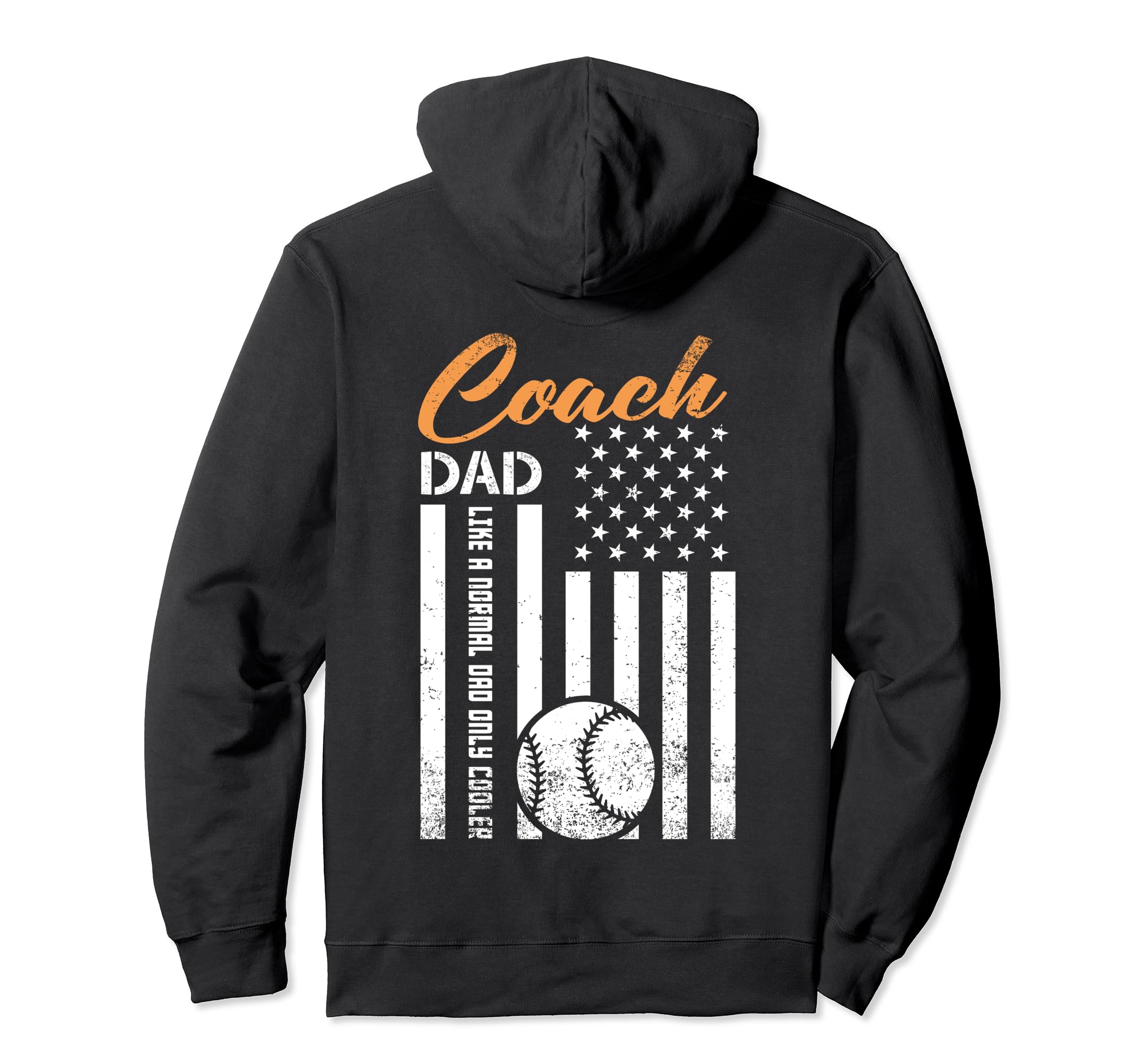Baseball Coach Dad Usa American Flag Hoodie - Minimalist Print Men Women - T-Shirt, Sweatshirt, Hoodie
