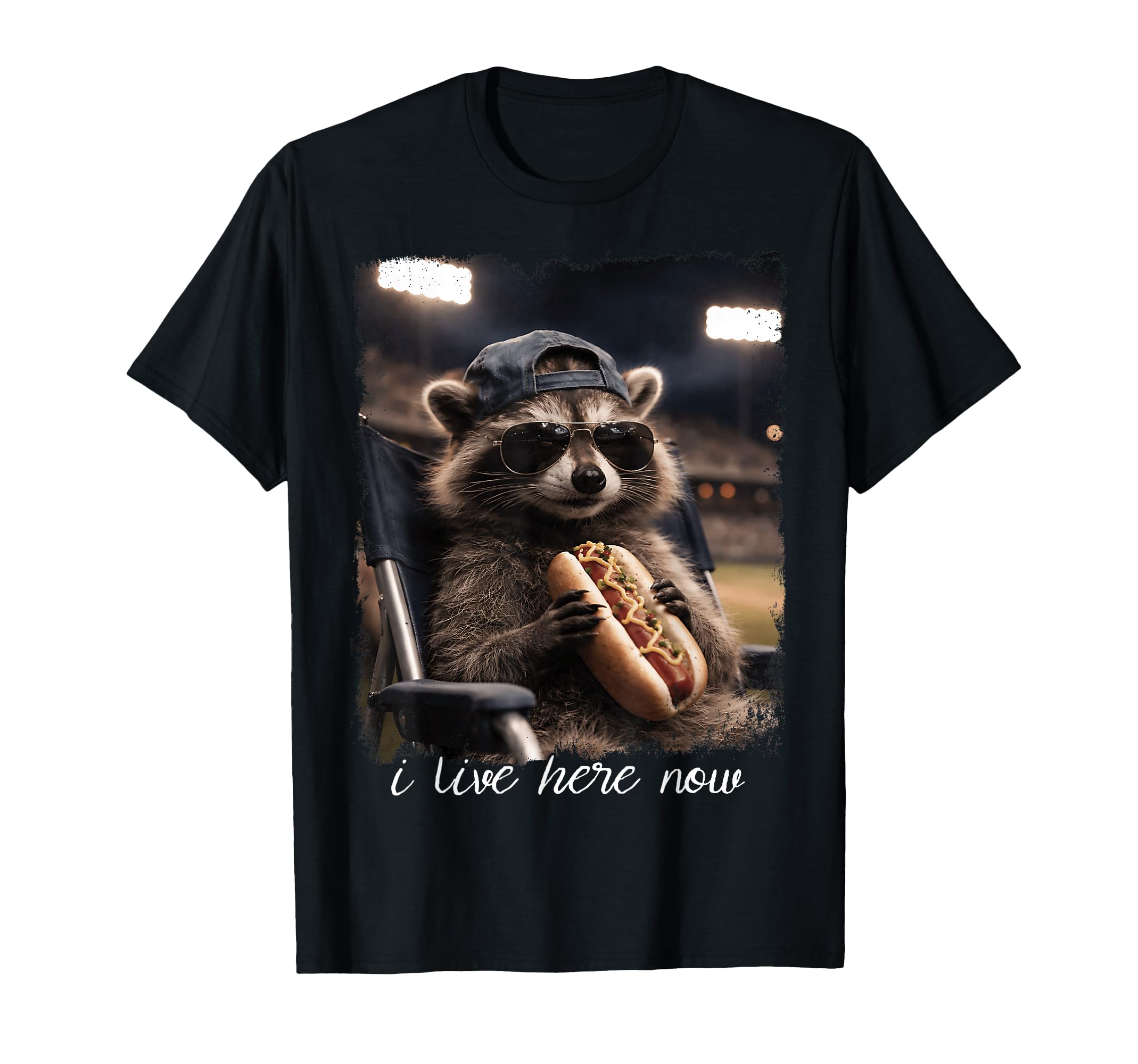 Raccoon Hot Dog Ballfield Baseball Field I T-Shirt - Trendy Graphic Unisex - T-Shirt, Sweatshirt, Hoodie