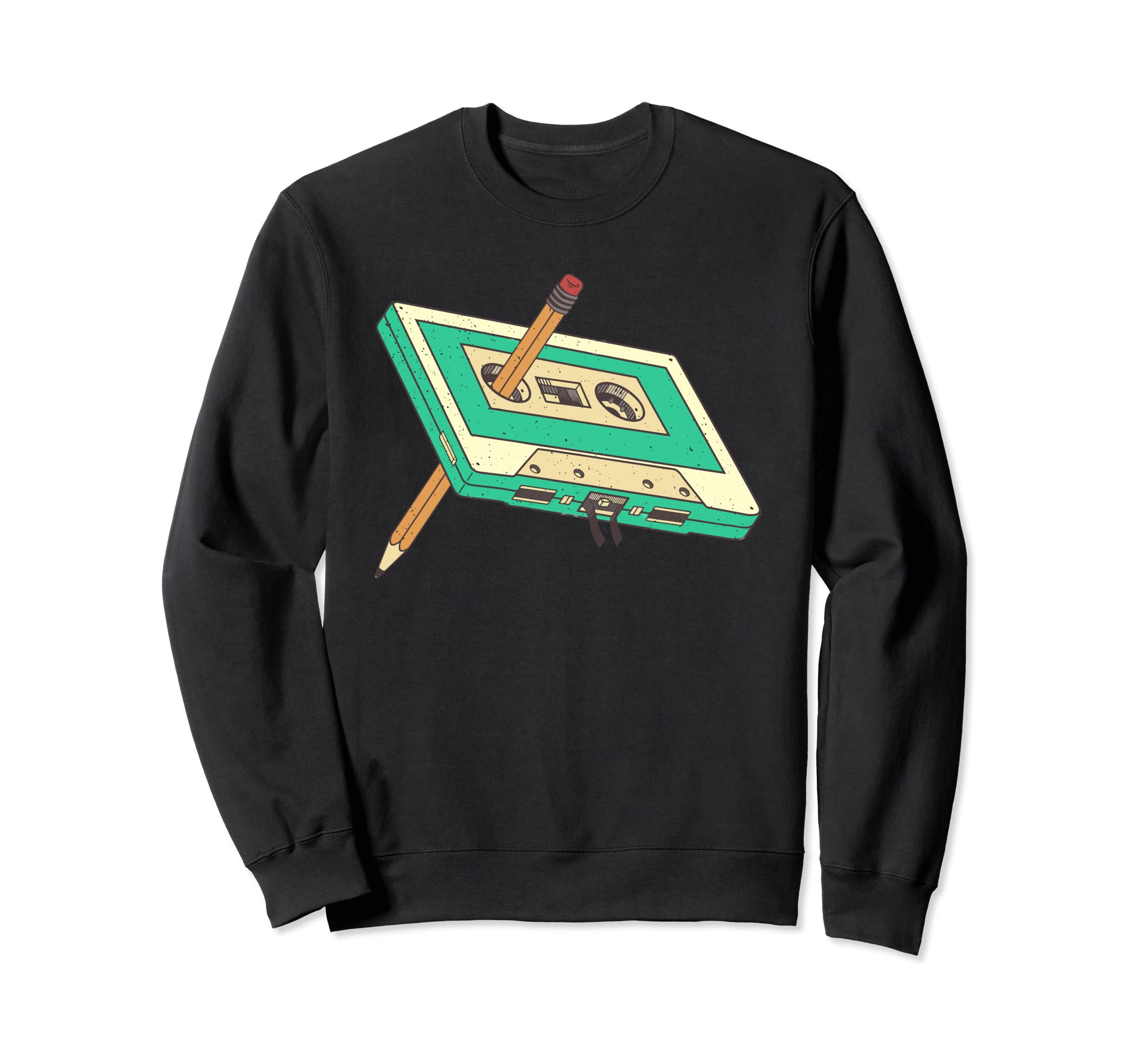 Funny 80S 90S Cassette Pencil Rewind Sweatshirt - Unique Graphic Unisex - T-Shirt, Sweatshirt, Hoodie