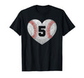 Baseball Number 5 Distressed Heart T-Shirt - Novelty Apparel Unisex - T-Shirt, Sweatshirt, Hoodie