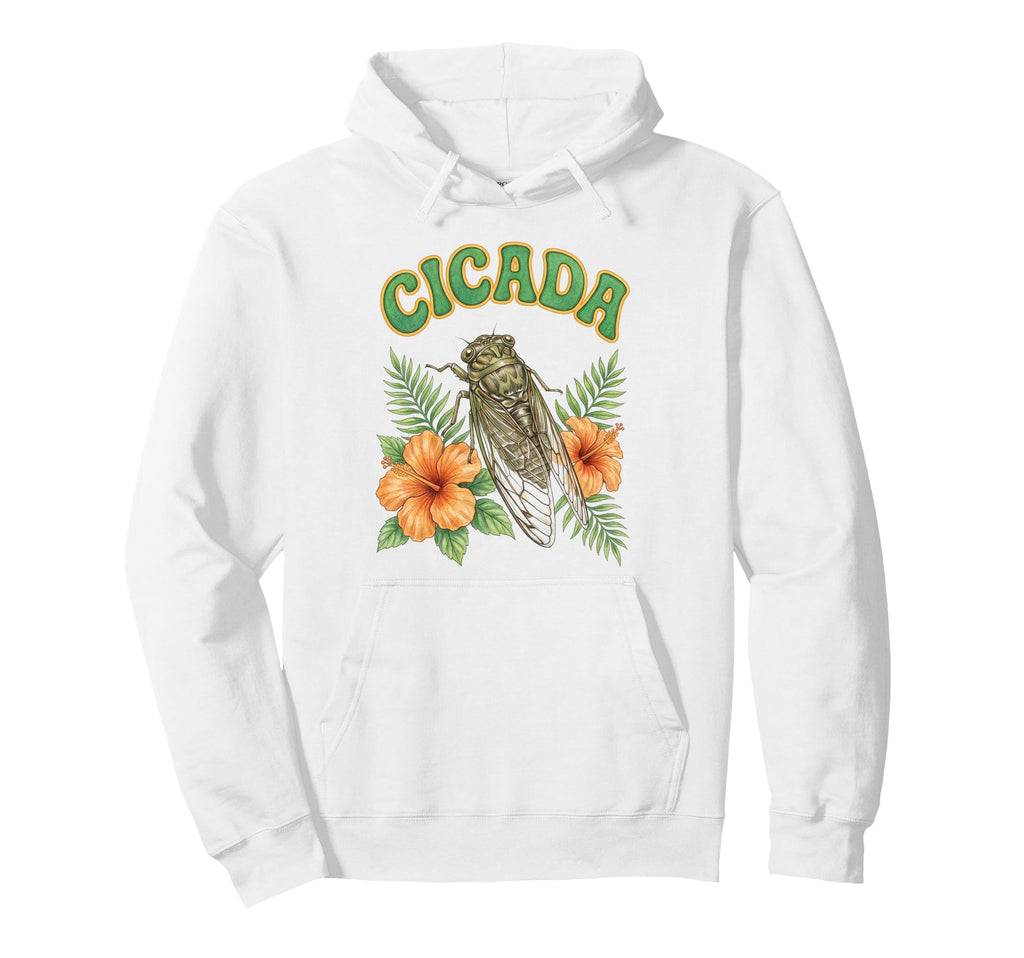 Cicada Groovy Floral Cicada Hoodie - Aesthetic Graphic Men Women - T-Shirt, Sweatshirt, Hoodie