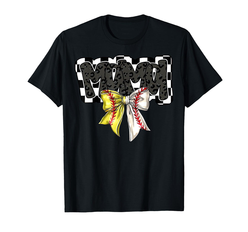 Black Softball Baseball Mama Leopard T-Shirt - Novelty Apparel for Adults - T-Shirt, Sweatshirt, Hoodie