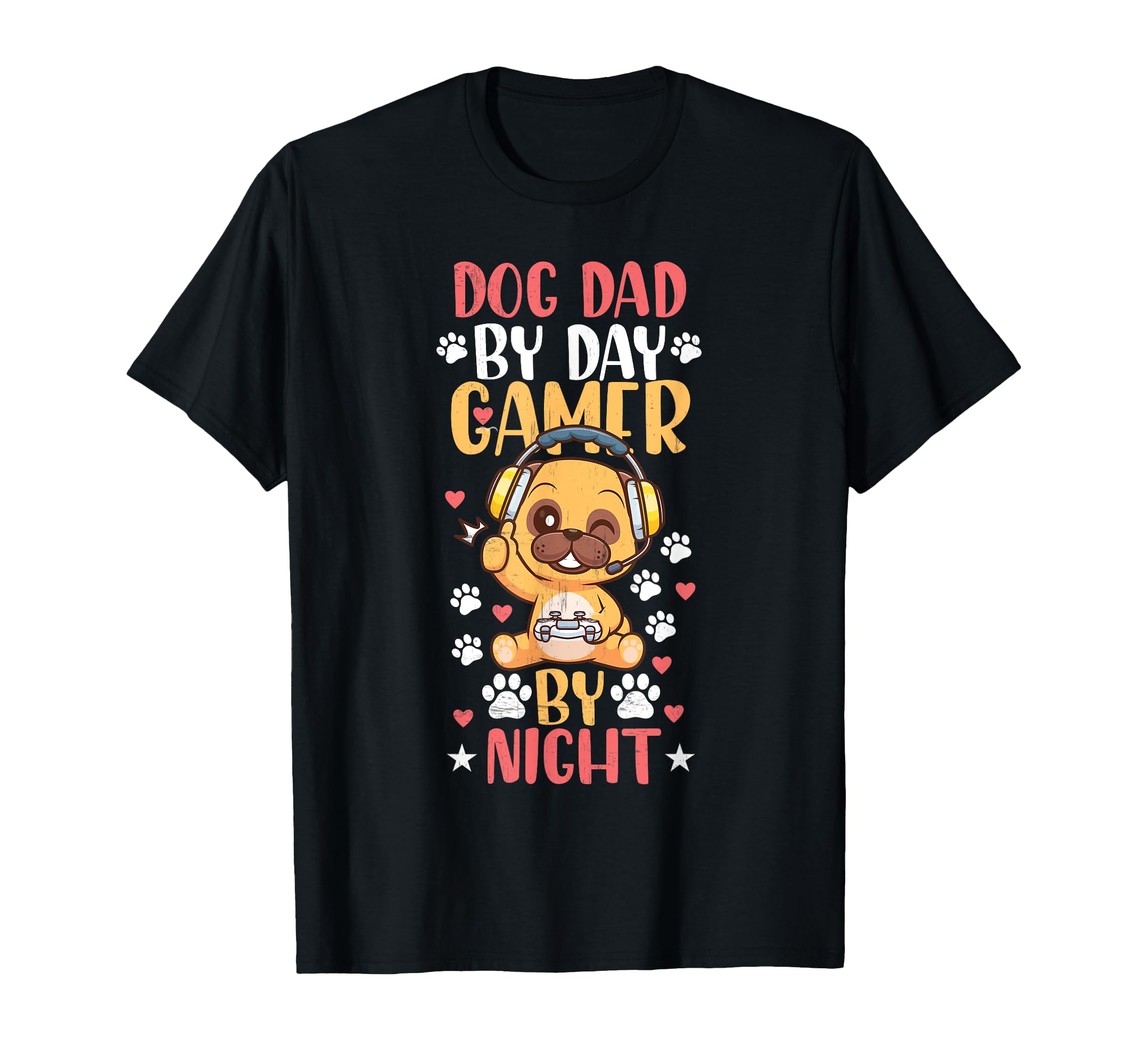Funny Video Gamer Dog Dad Day Gamer Night T-Shirt - Graphic Print Unisex - T-Shirt, Sweatshirt, Hoodie
