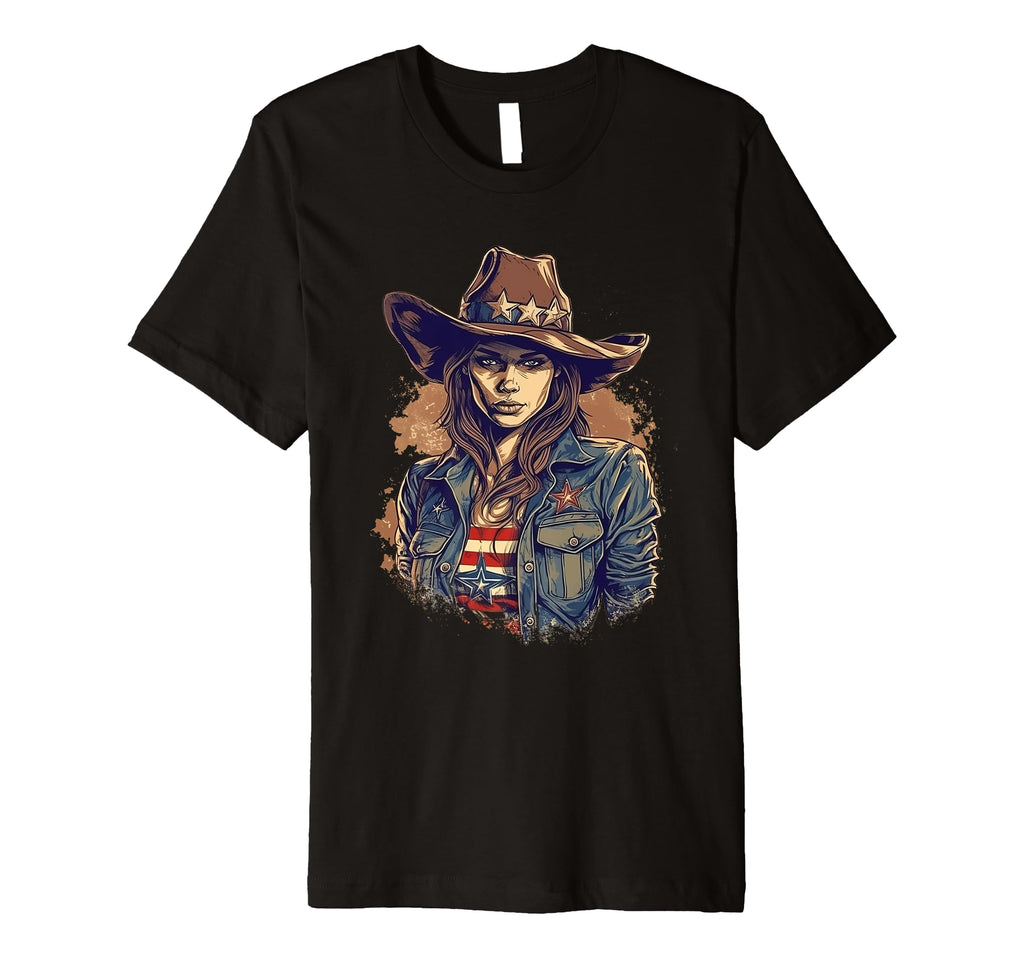 Cowgirl Cowboy Patriotic Cow And T-Shirt - Fun Novelty Design Men Women - T-Shirt, Sweatshirt, Hoodie