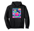 Vaporwave Glitch Art Cat Hoodie - Novelty Apparel for Adults - T-Shirt, Sweatshirt, Hoodie