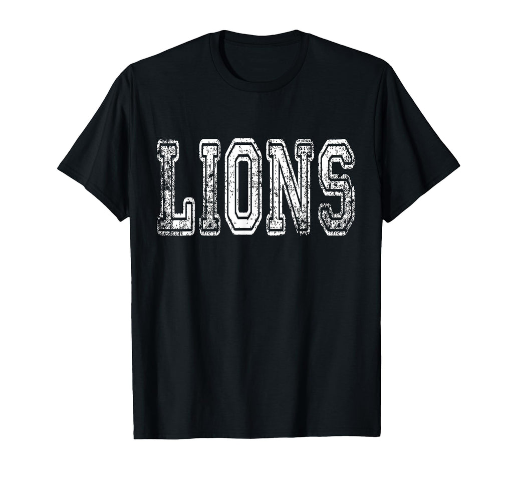Lions Mascot Distressed School T-Shirt - Casual Everyday Wear for Adults - T-Shirt, Sweatshirt, Hoodie