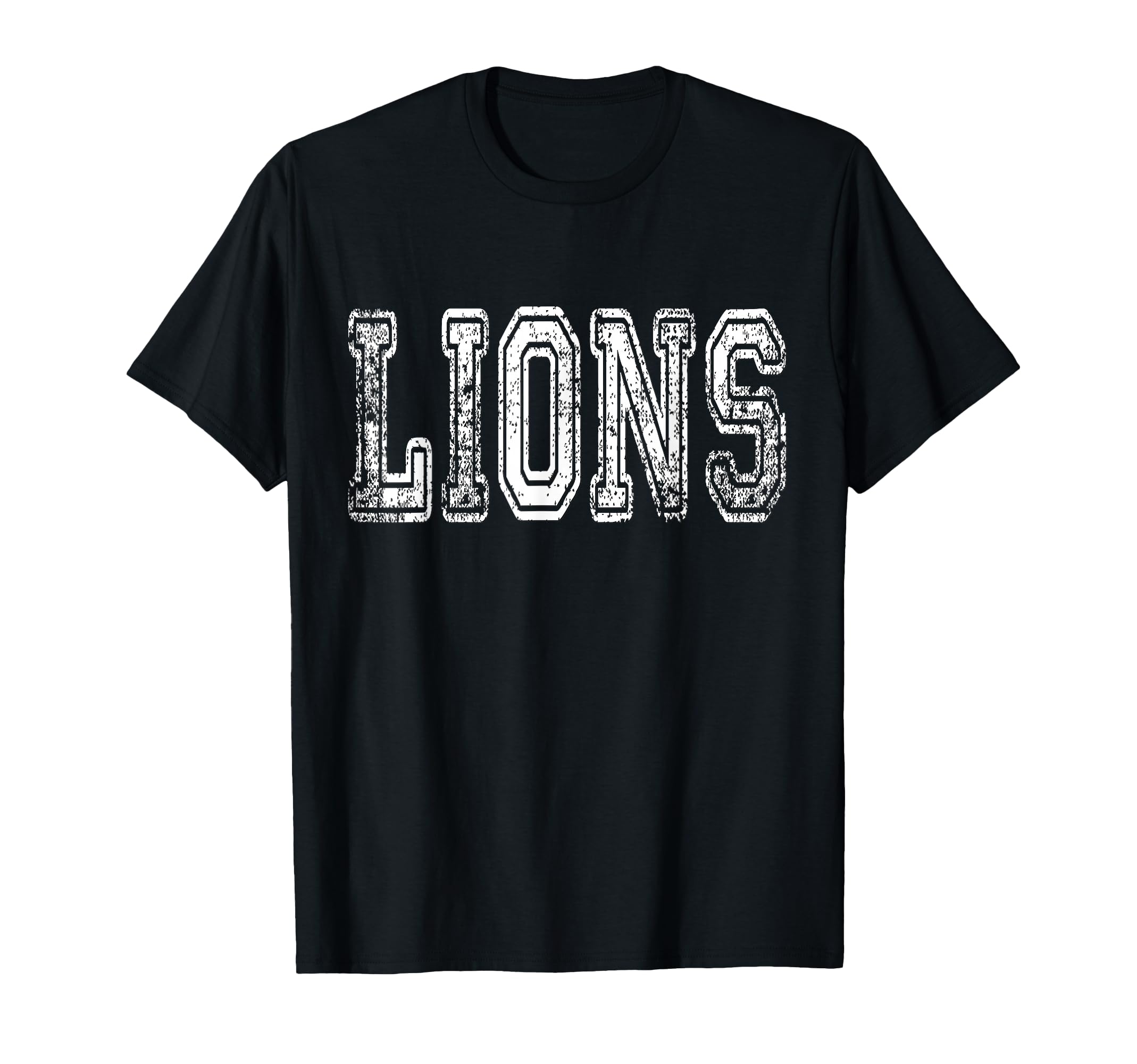 Lions Mascot Distressed School T-Shirt - Casual Everyday Wear for Adults - T-Shirt, Sweatshirt, Hoodie