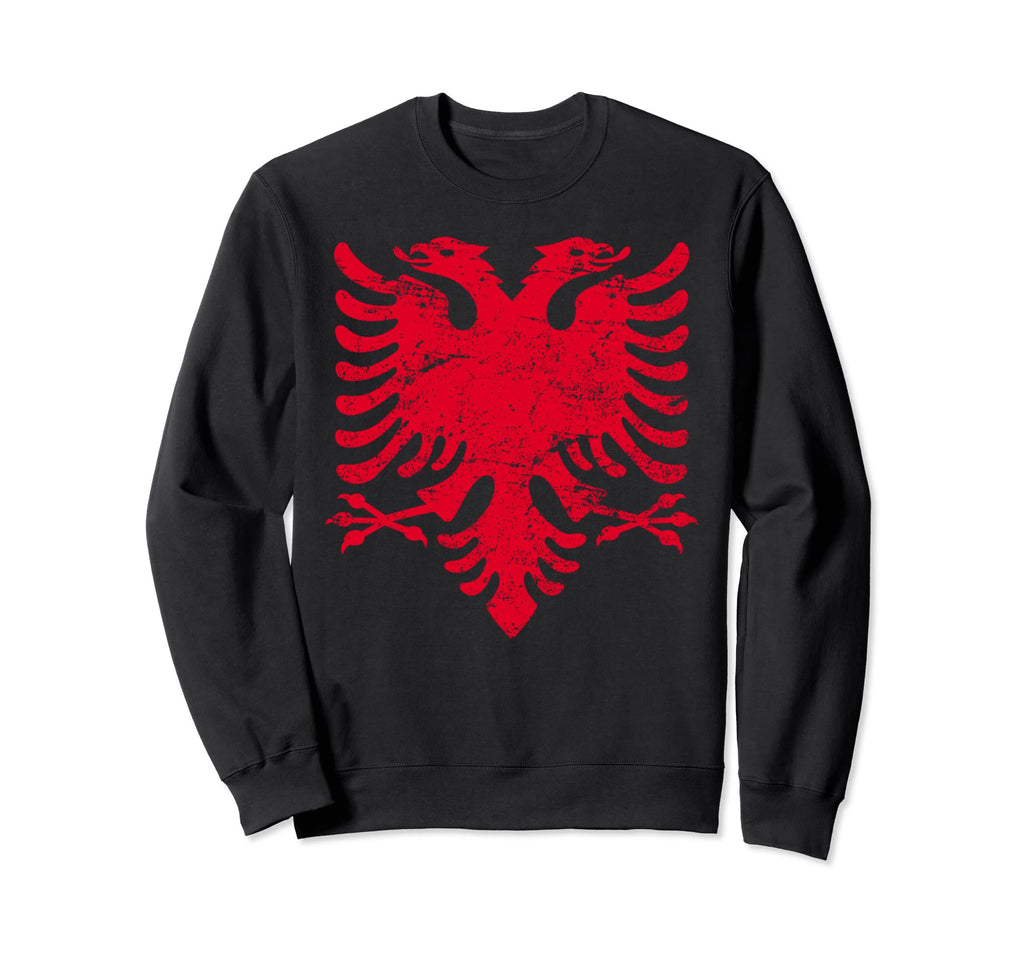 Albania Red Eagle Flag Distressed Sweatshirt - Custom Art Print for Adults - T-Shirt, Sweatshirt, Hoodie