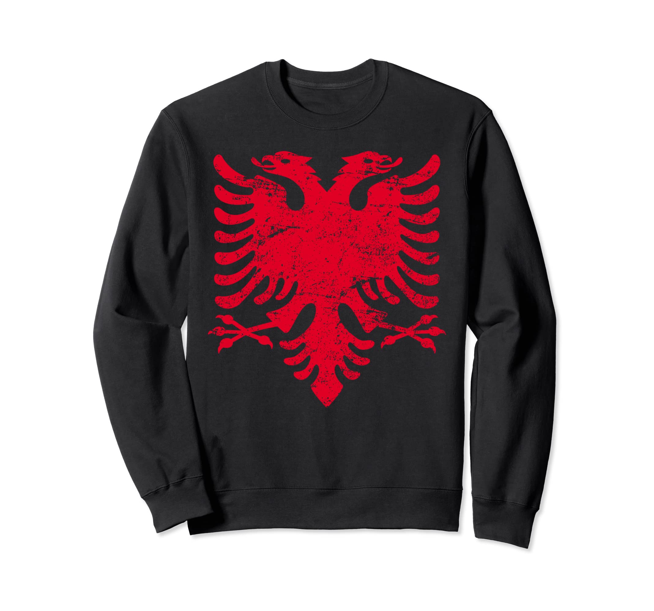 Albania Red Eagle Flag Distressed Sweatshirt - Custom Art Print for Adults - T-Shirt, Sweatshirt, Hoodie