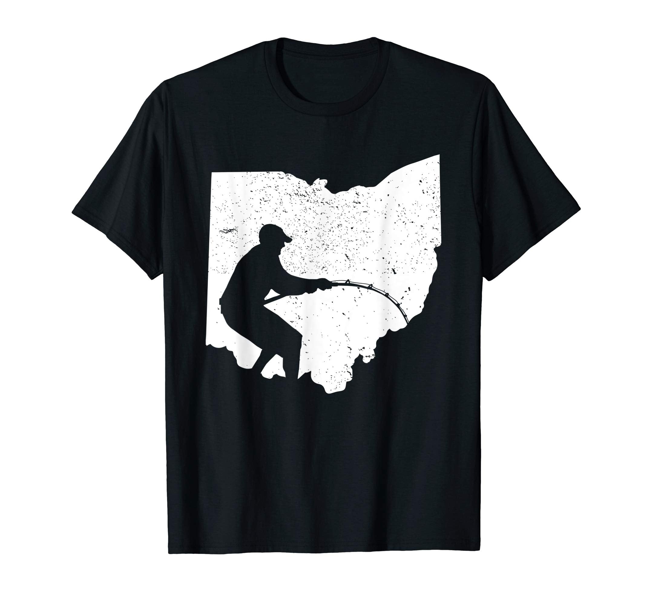 Fishing Distressed Ohio Map States T-Shirt - Aesthetic Graphic for Adults - T-Shirt, Sweatshirt, Hoodie
