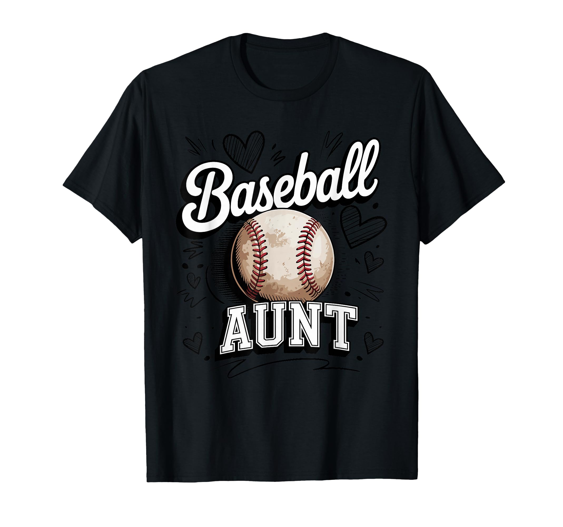 Baseball Aunt Heart Baseball Lover T-Shirt - Aesthetic Graphic for Adults - T-Shirt, Sweatshirt, Hoodie