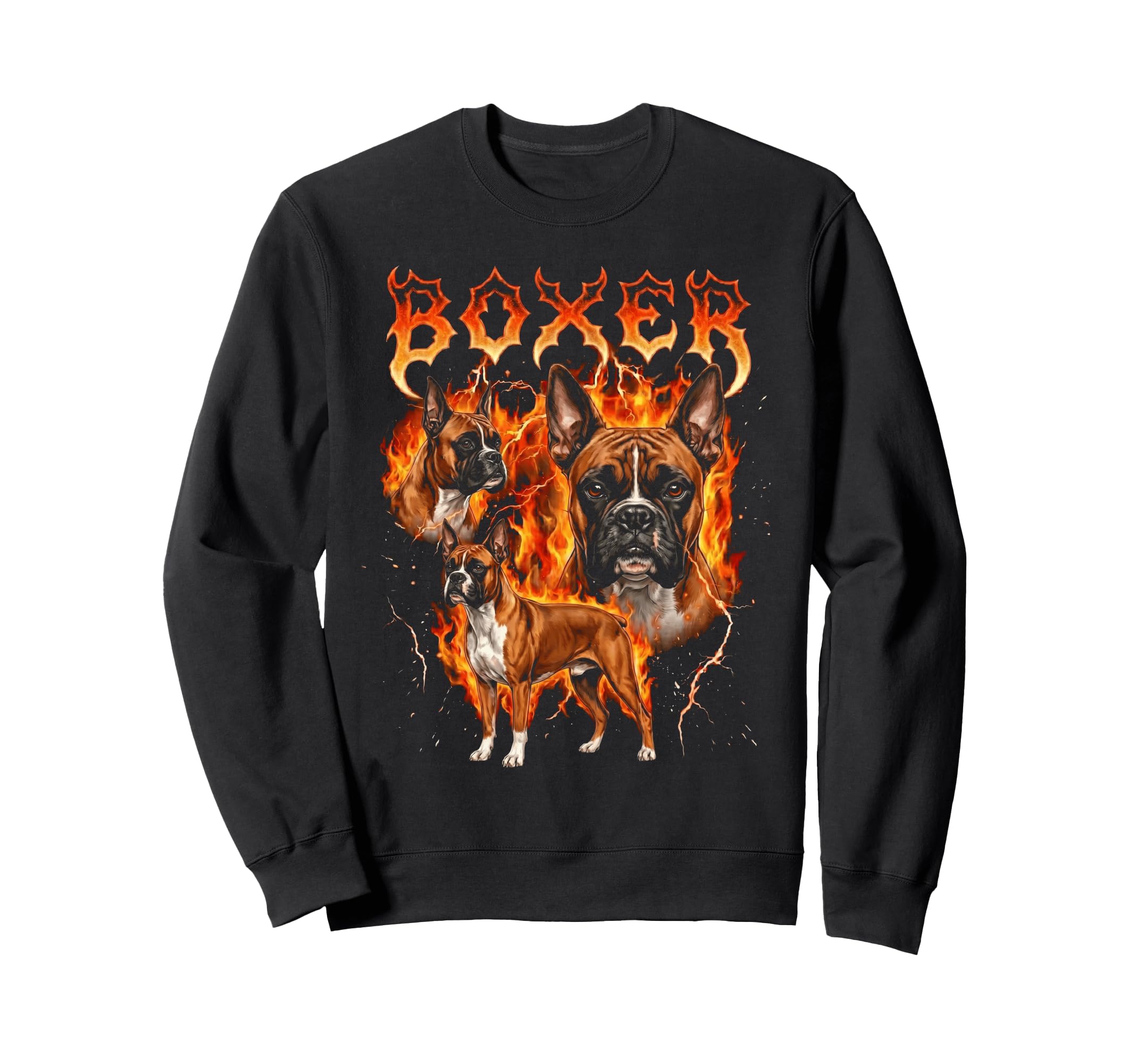 Boxer 80S 90S Heavy Metal Flames Sweatshirt - Streetwear Style Men Women - T-Shirt, Sweatshirt, Hoodie