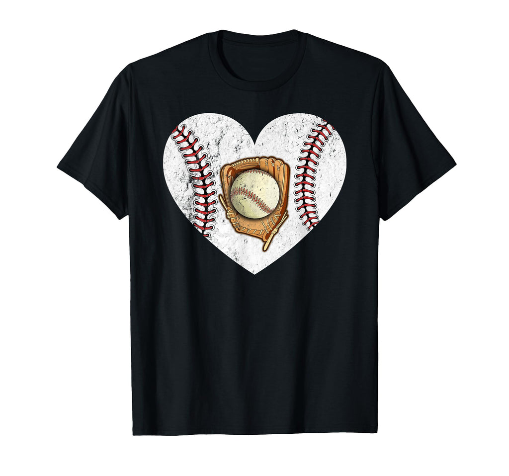 Baseball Heart Mom Mama Mothers Day T-Shirt - Minimalist Print Men Women - T-Shirt, Sweatshirt, Hoodie