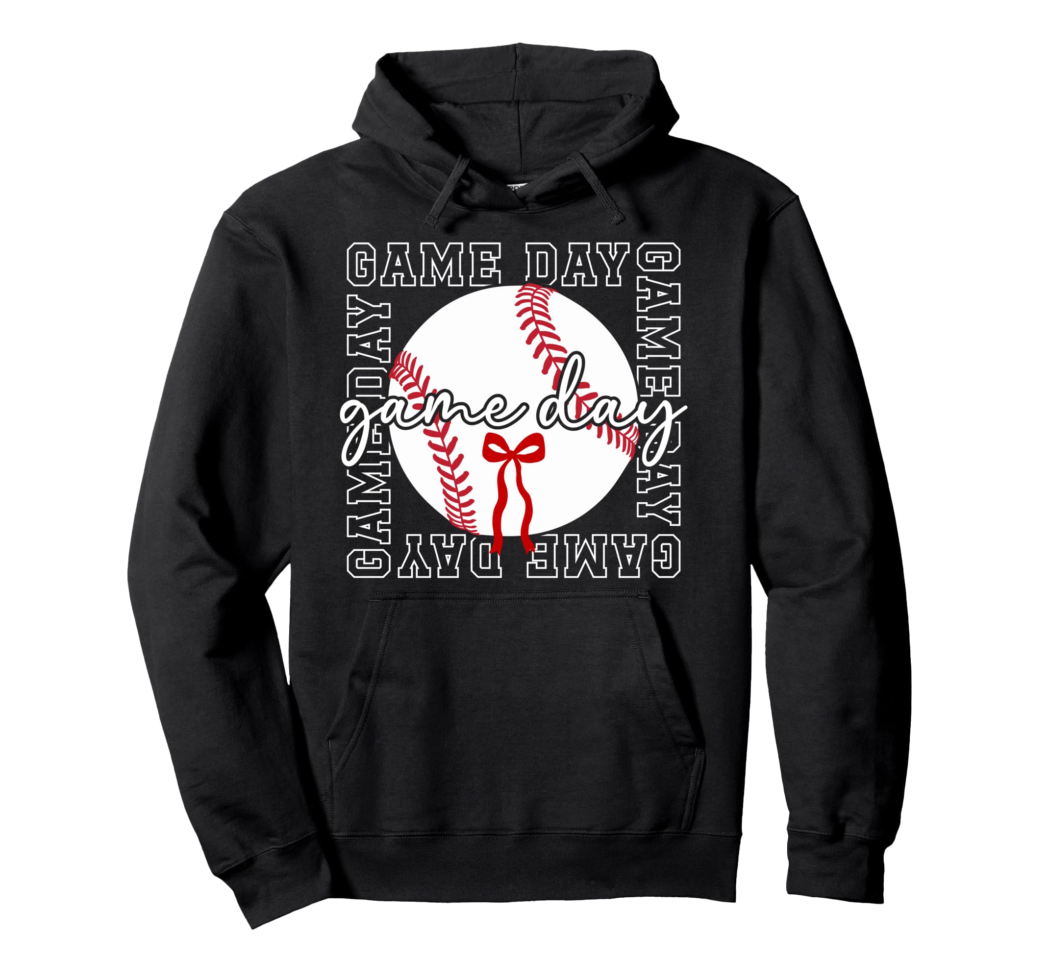Game Day Baseball Bow Baseball Game Day Hoodie - Trendy Graphic Unisex - T-Shirt, Sweatshirt, Hoodie