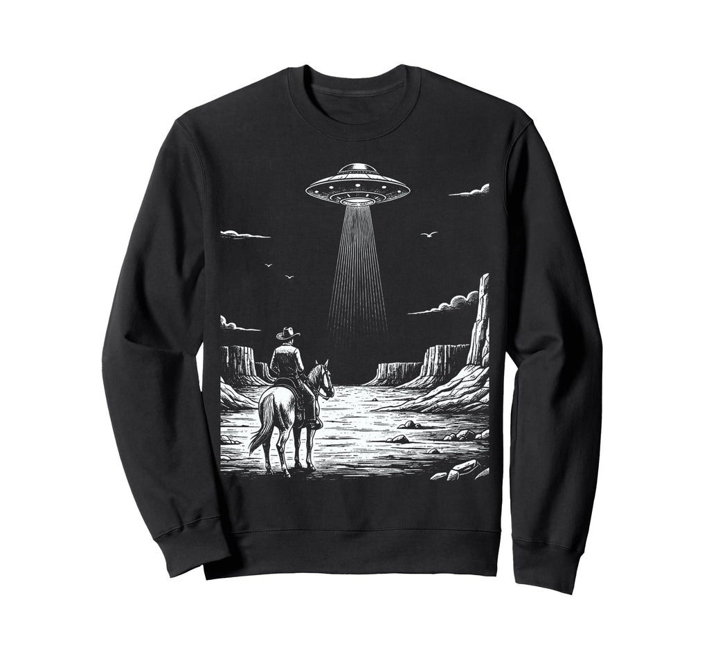Cowboy Ufo Encounter Western Sweatshirt - Aesthetic Graphic for Adults - T-Shirt, Sweatshirt, Hoodie