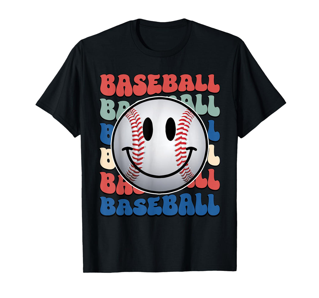 Baseball Smile Faceball Groovy Game Day T-Shirt - Graphic Print for Adults - T-Shirt, Sweatshirt, Hoodie