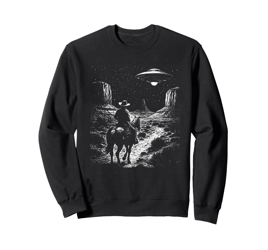 90S Cowboy Western Ufo Sweatshirt - Novelty Apparel for Adults - T-Shirt, Sweatshirt, Hoodie