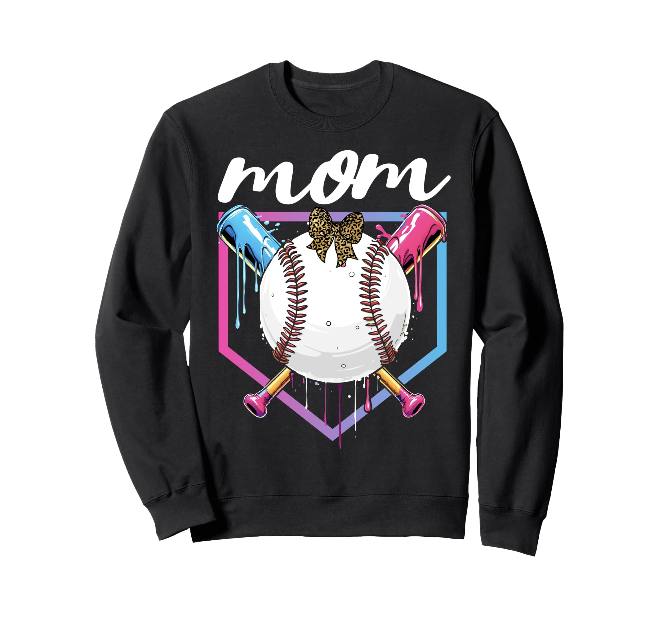 Baseball Drip Mom Bow Baseball Sweatshirt - Trendy Graphic Men Women - T-Shirt, Sweatshirt, Hoodie