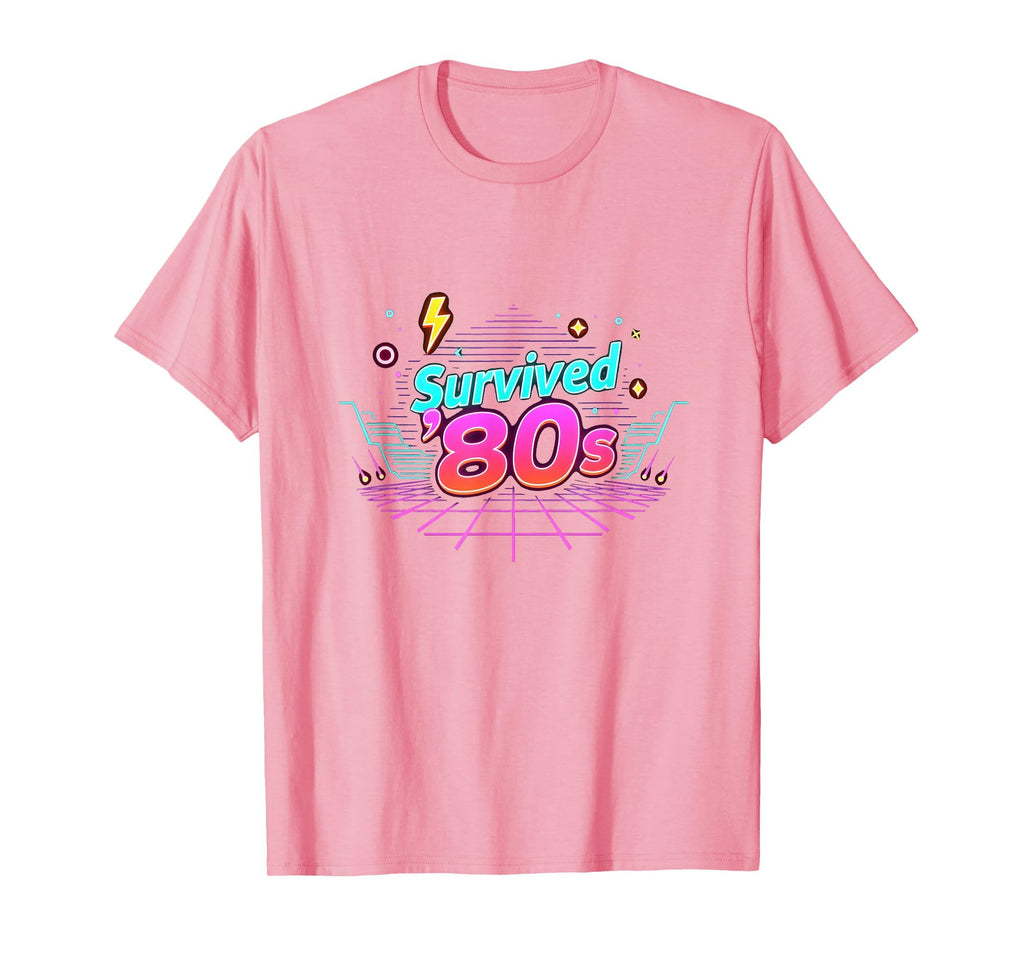 80S Survived Neon T-Shirt - Minimalist Print Men Women - T-Shirt, Sweatshirt, Hoodie