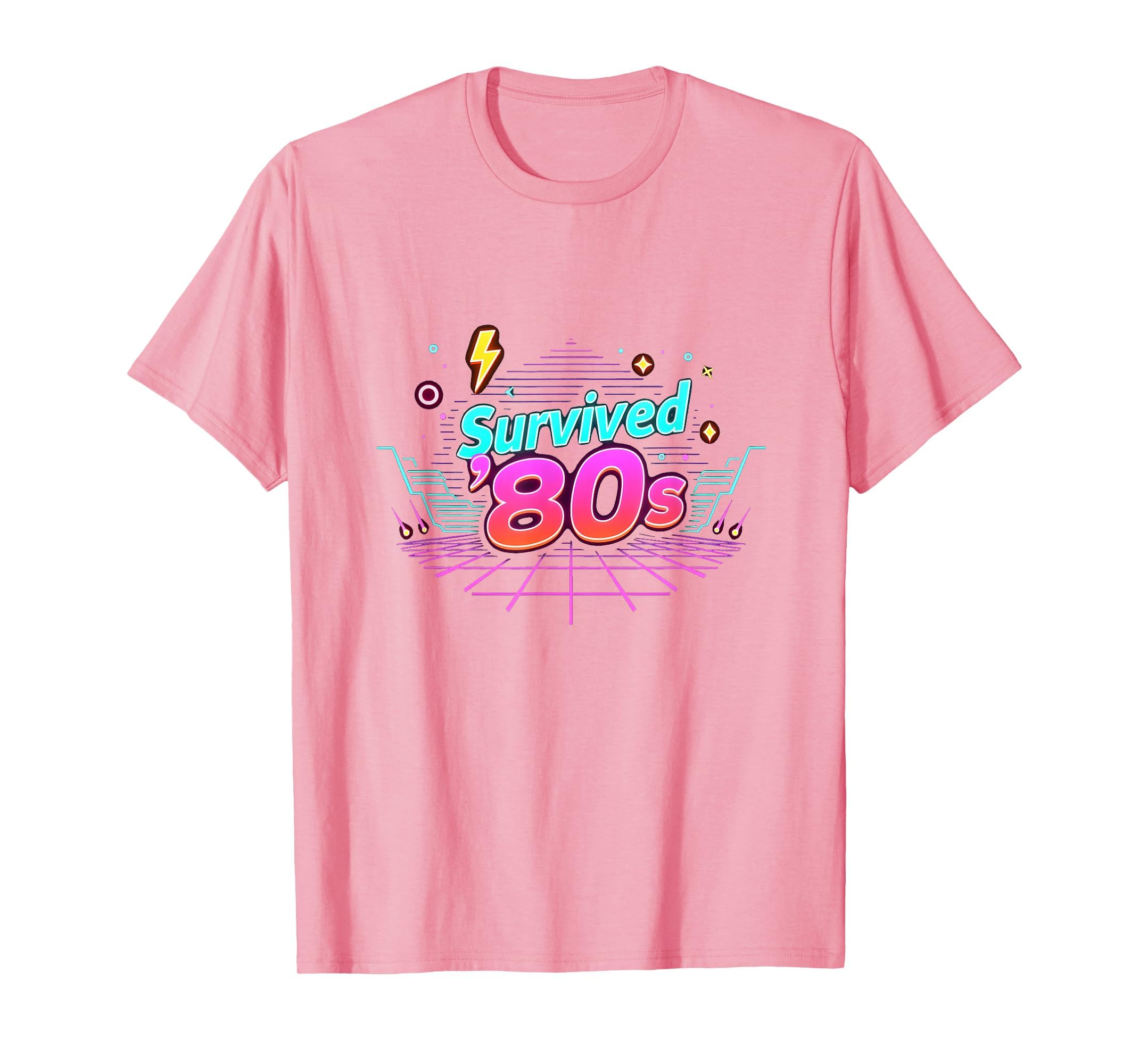80S Survived Neon T-Shirt - Minimalist Print Men Women - T-Shirt, Sweatshirt, Hoodie