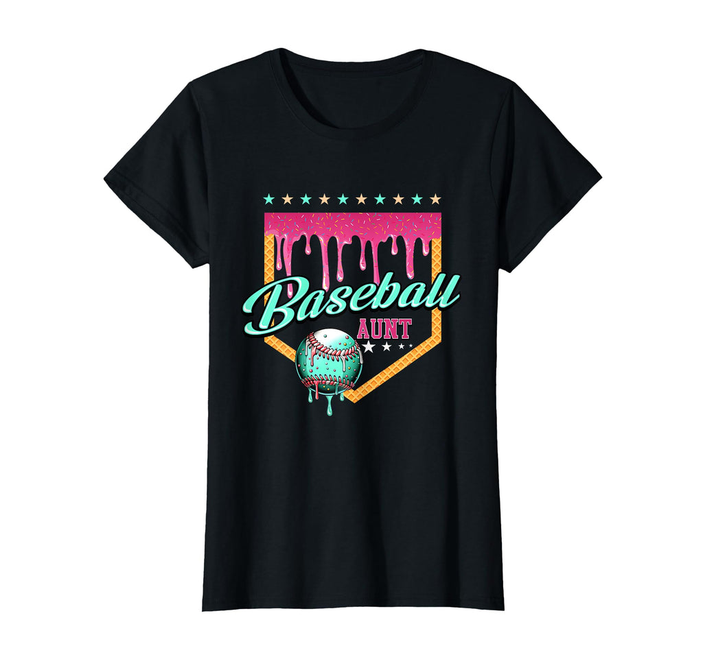 Baseball Aunt Drip Home Plate Dripping Ice T-Shirt - Unique Graphic Unisex - T-Shirt, Sweatshirt, Hoodie