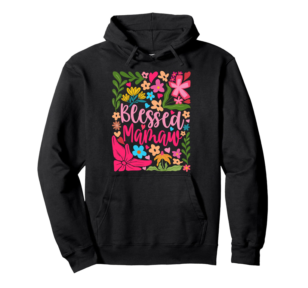 Blessed Mamaw Boho Flowers Floral Hoodie - Unique Graphic Men Women - T-Shirt, Sweatshirt, Hoodie