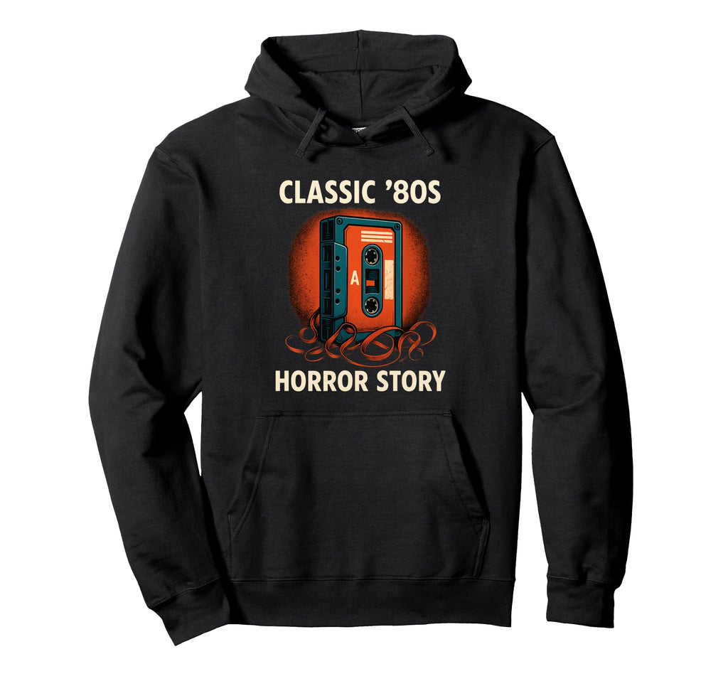 80S Horror Story Funny Cassette Tape Art Hoodie - Unique Graphic for Adults - T-Shirt, Sweatshirt, Hoodie