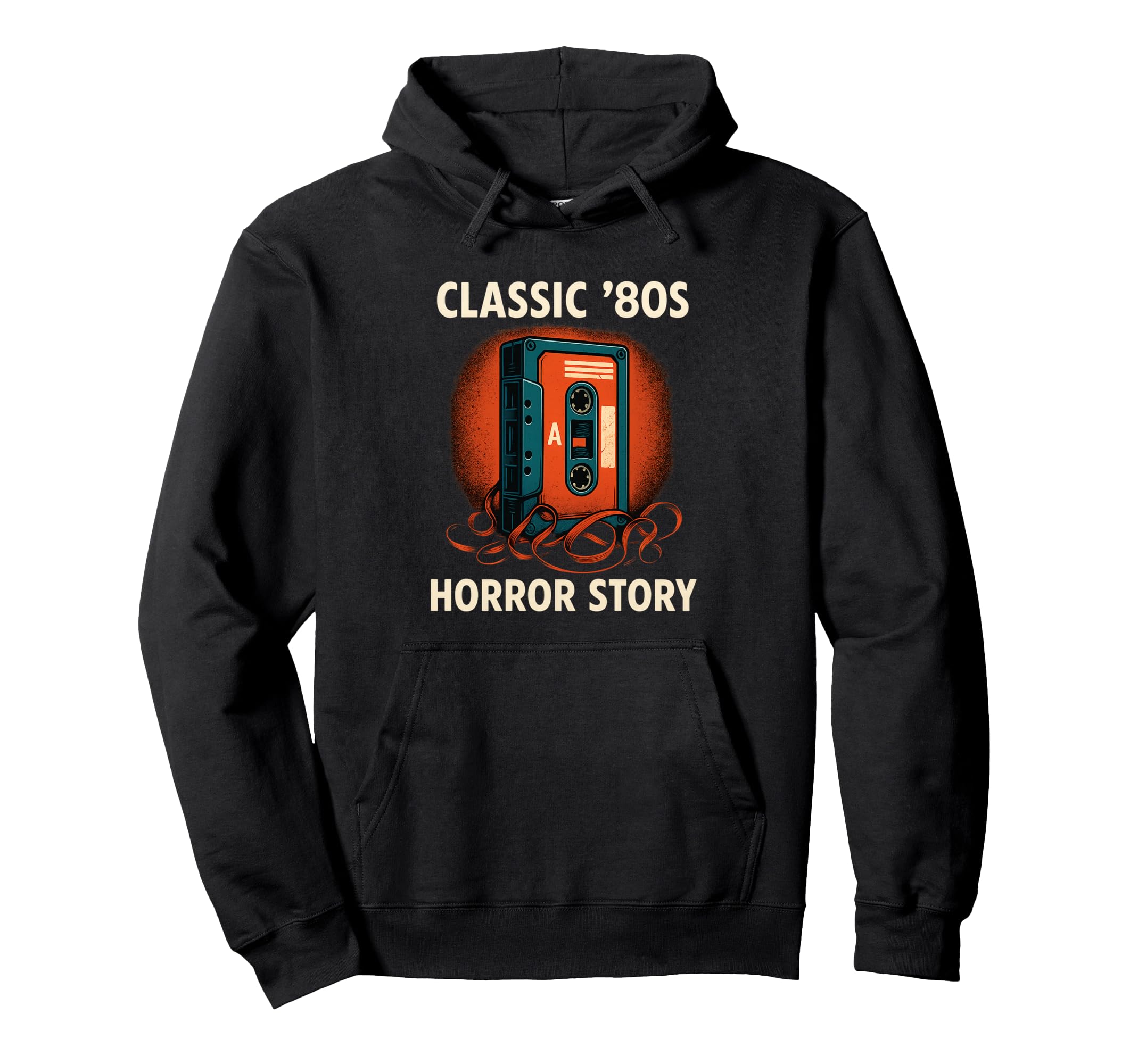 80S Horror Story Funny Cassette Tape Art Hoodie - Unique Graphic for Adults - T-Shirt, Sweatshirt, Hoodie