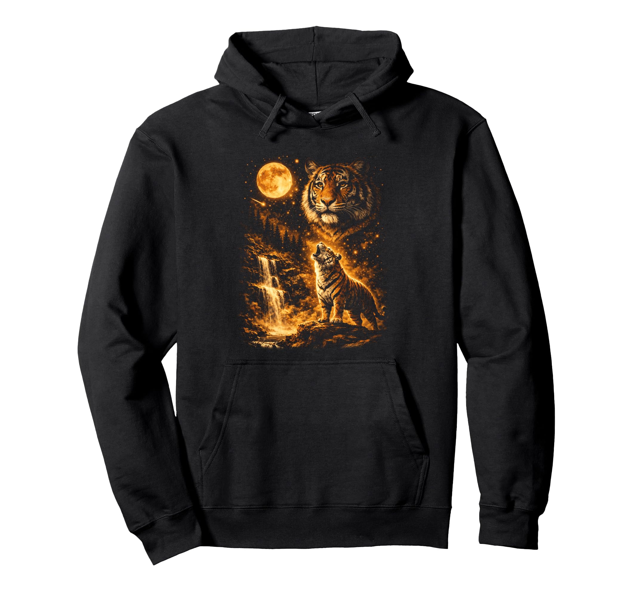 Tiger Howling Moon Meme 90S Animal Hoodie - Trendy Graphic Unisex - T-Shirt, Sweatshirt, Hoodie