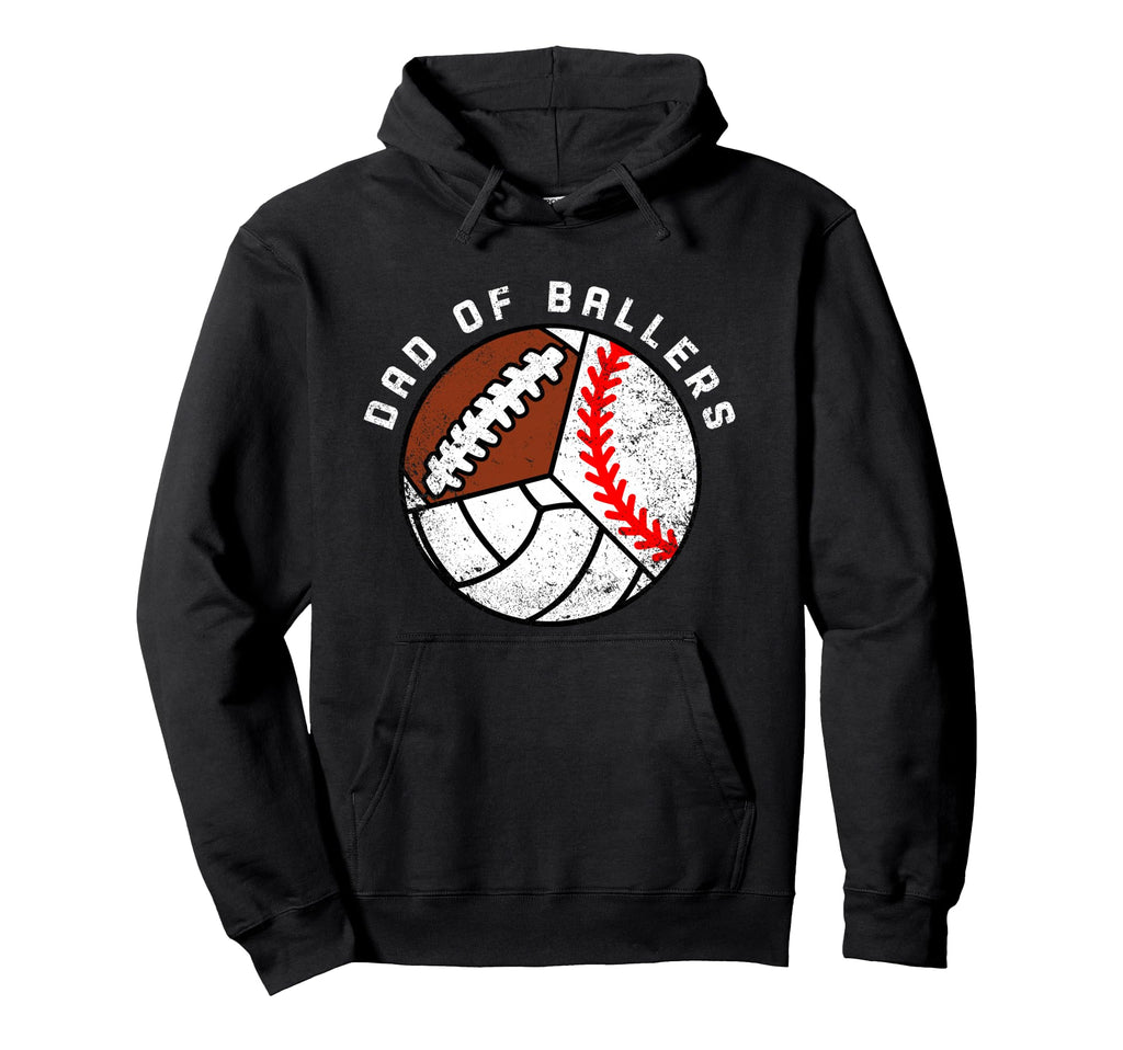 Dad Ballers Funny Baseball Volleyball Hoodie - Graphic Print Men Women - T-Shirt, Sweatshirt, Hoodie