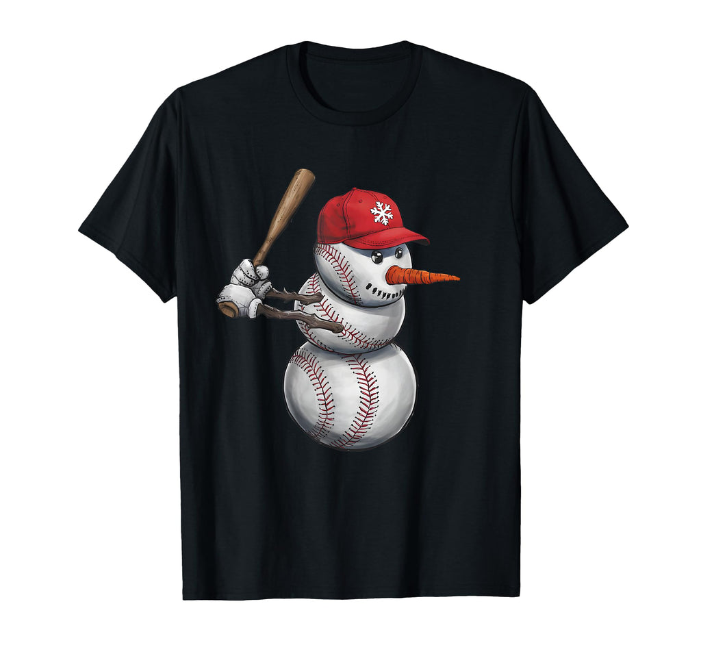 Baseball Snowman Balls Snow Player T-Shirt - Aesthetic Graphic Men Women - T-Shirt, Sweatshirt, Hoodie