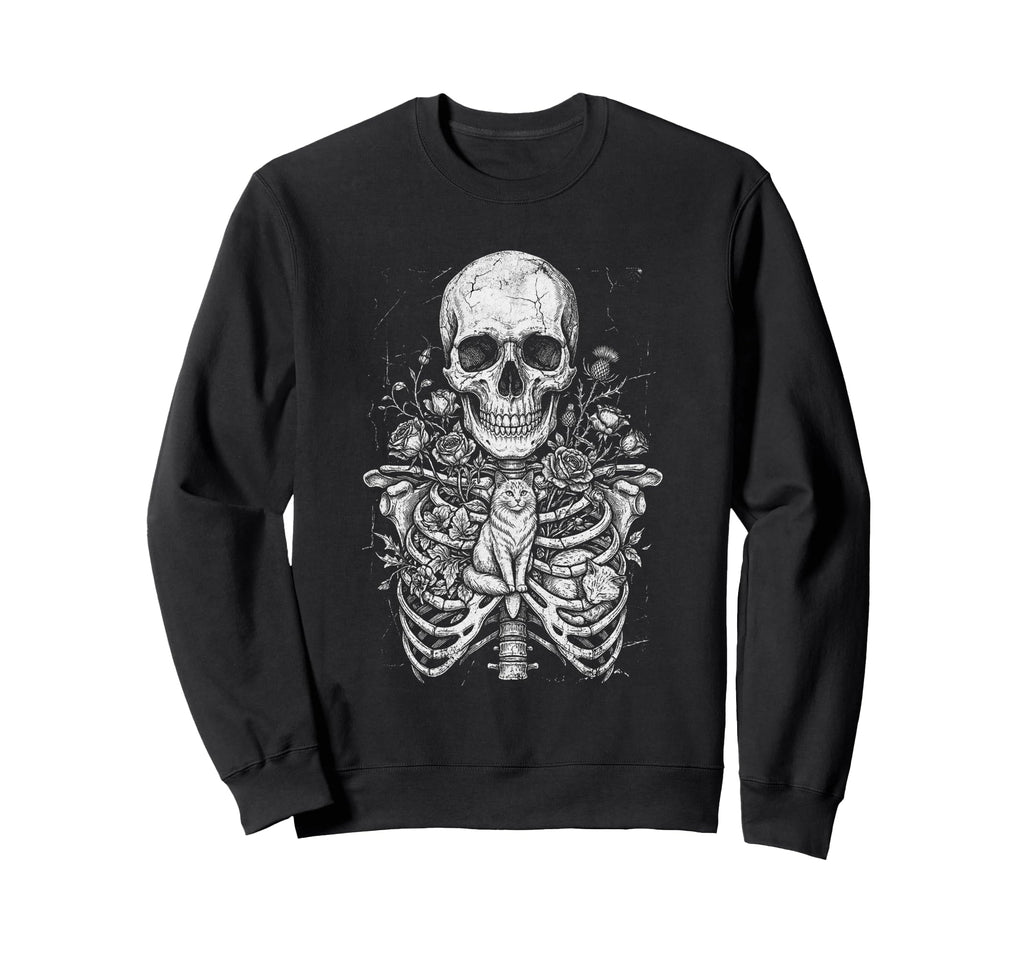 Skull Cat Skeleton Kitty Kitten Sweatshirt - Fun Novelty Design for Adults - T-Shirt, Sweatshirt, Hoodie