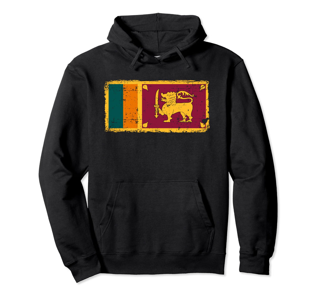 Sri Lanka Flag Distressed Hoodie - Minimalist Print for Adults - T-Shirt, Sweatshirt, Hoodie