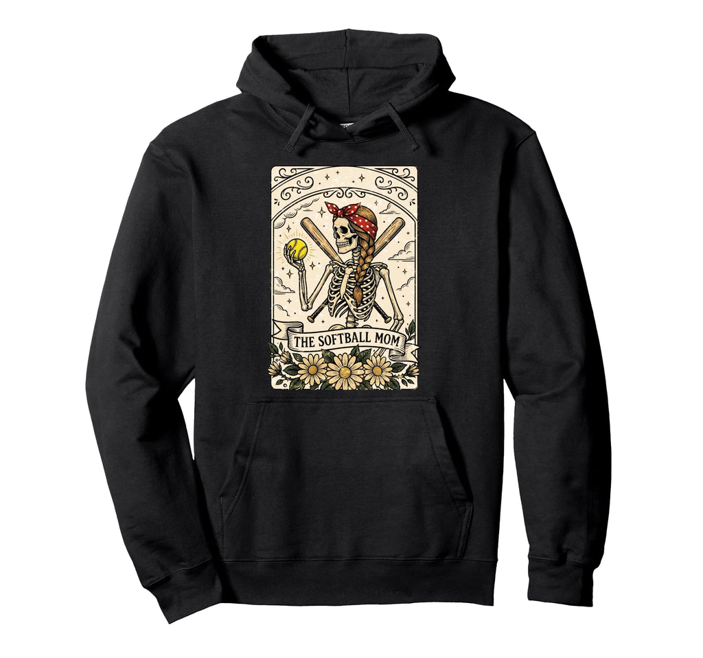 Softball Mom Funny Skeleton Tarot Hoodie - Custom Art Print for Adults - T-Shirt, Sweatshirt, Hoodie