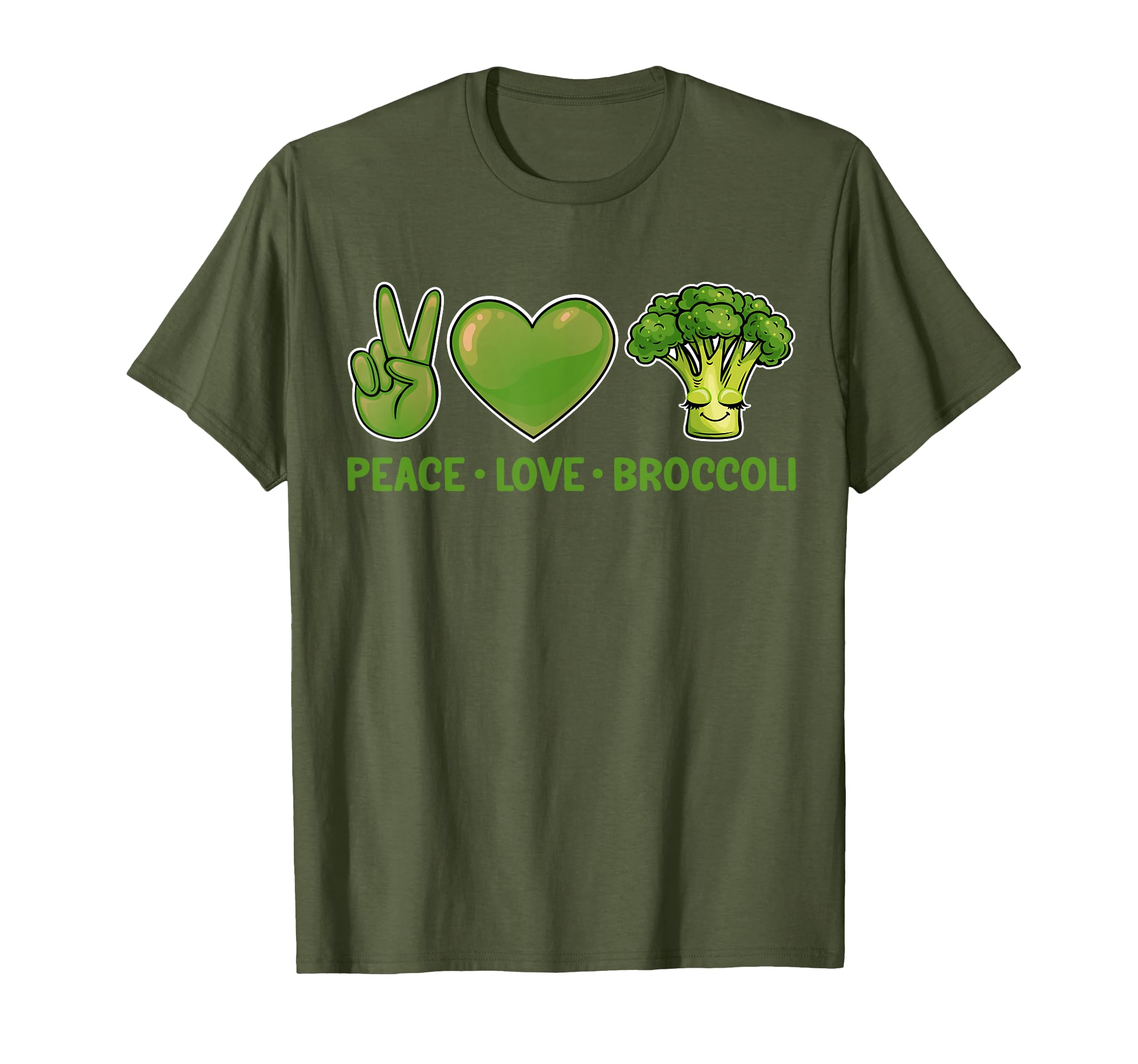 Peace Love And Broccoli Funny T-Shirt - Casual Everyday Wear Unisex - T-Shirt, Sweatshirt, Hoodie