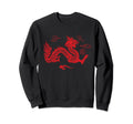 Red Japanese Dragon Aesthetic Sweatshirt - Fun Novelty Design for Adults - T-Shirt, Sweatshirt, Hoodie