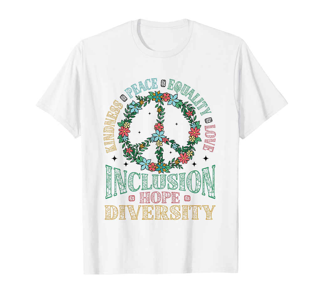 Diversity Equality Love Peace Flowers T-Shirt - Graphic Print Unisex - T-Shirt, Sweatshirt, Hoodie