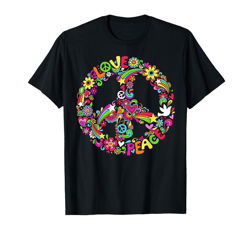 Peace Sign Hippie Love Peace 60S 70S T-Shirt - Novelty Apparel for Adults - T-Shirt, Sweatshirt, Hoodie