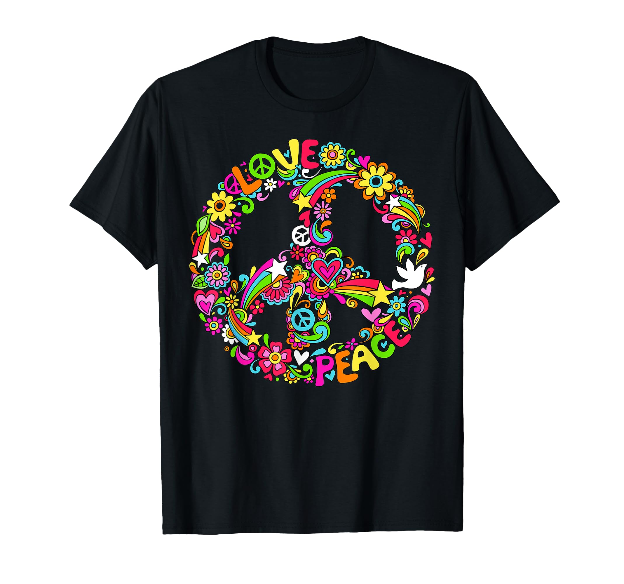 Peace Sign Hippie Love Peace 60S 70S T-Shirt - Novelty Apparel for Adults - T-Shirt, Sweatshirt, Hoodie