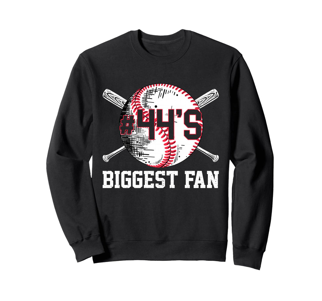 Number 44 Baseball Biggest Fan Mom Sweatshirt - Graphic Print for Adults - T-Shirt, Sweatshirt, Hoodie