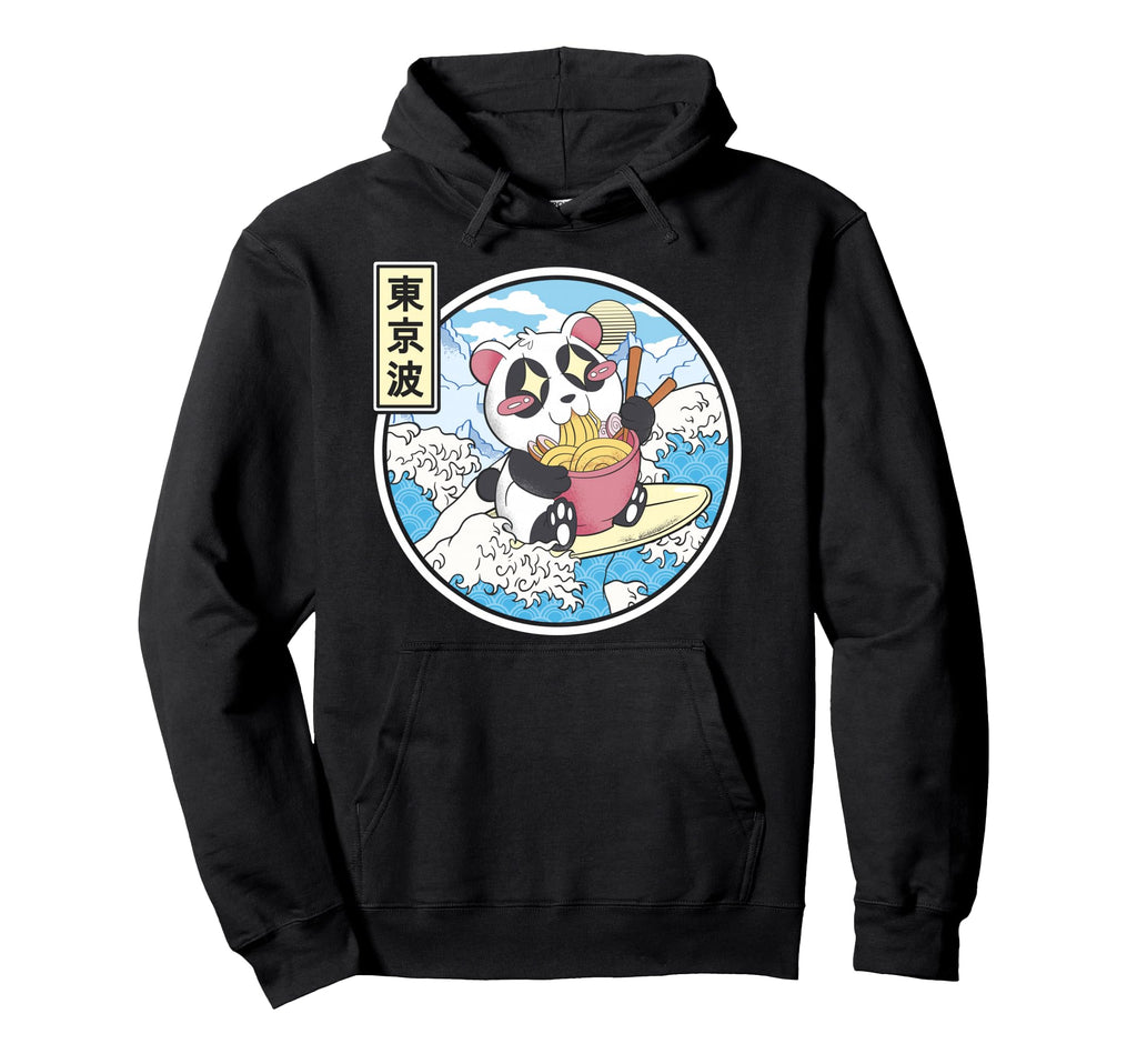 Panda Bear Ramen Japanese Wave Hoodie - Unique Graphic for Adults - T-Shirt, Sweatshirt, Hoodie