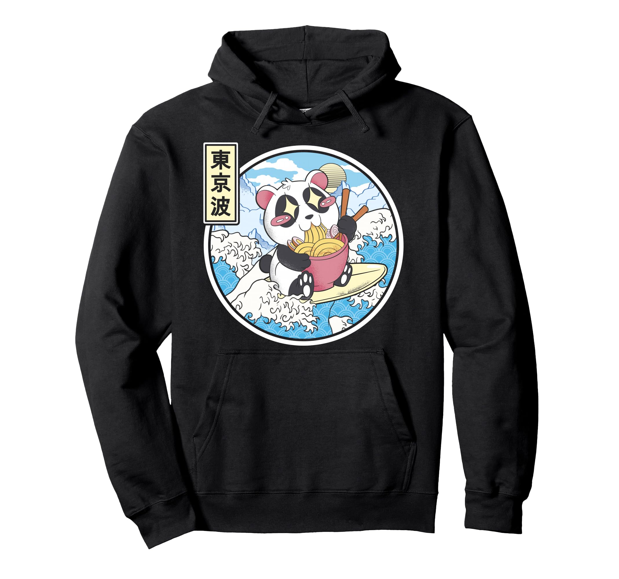 Panda Bear Ramen Japanese Wave Hoodie - Unique Graphic for Adults - T-Shirt, Sweatshirt, Hoodie