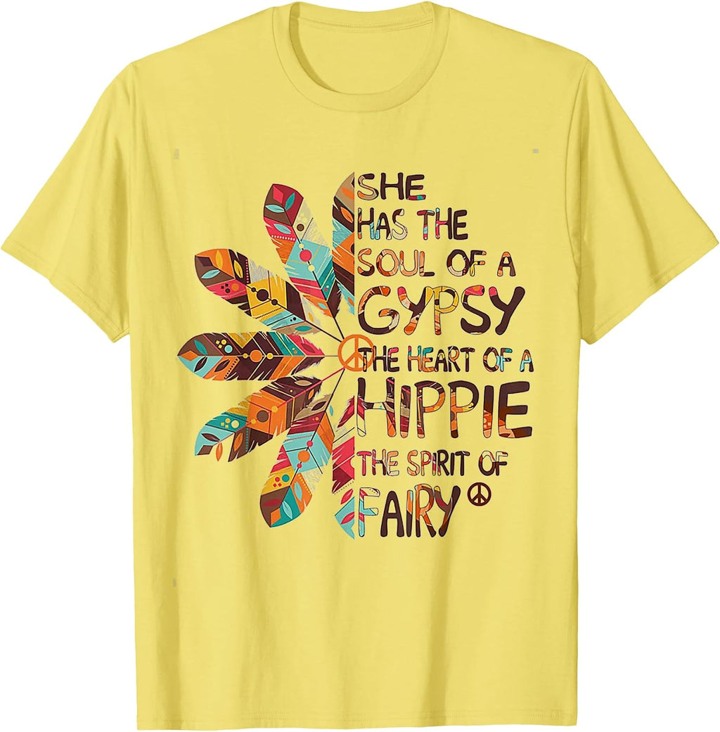 She Has The Soul Of A Gypsy Heart Hippie - Adult & Kids T-Shirts, Sweatshirts & Hoodies apparel design preview 1
