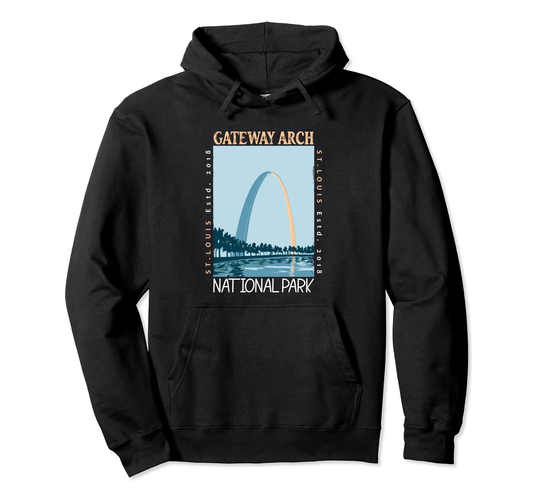 Gateway Arch National Park Distressed Hoodie - Graphic Print Unisex - T-Shirt, Sweatshirt, Hoodie