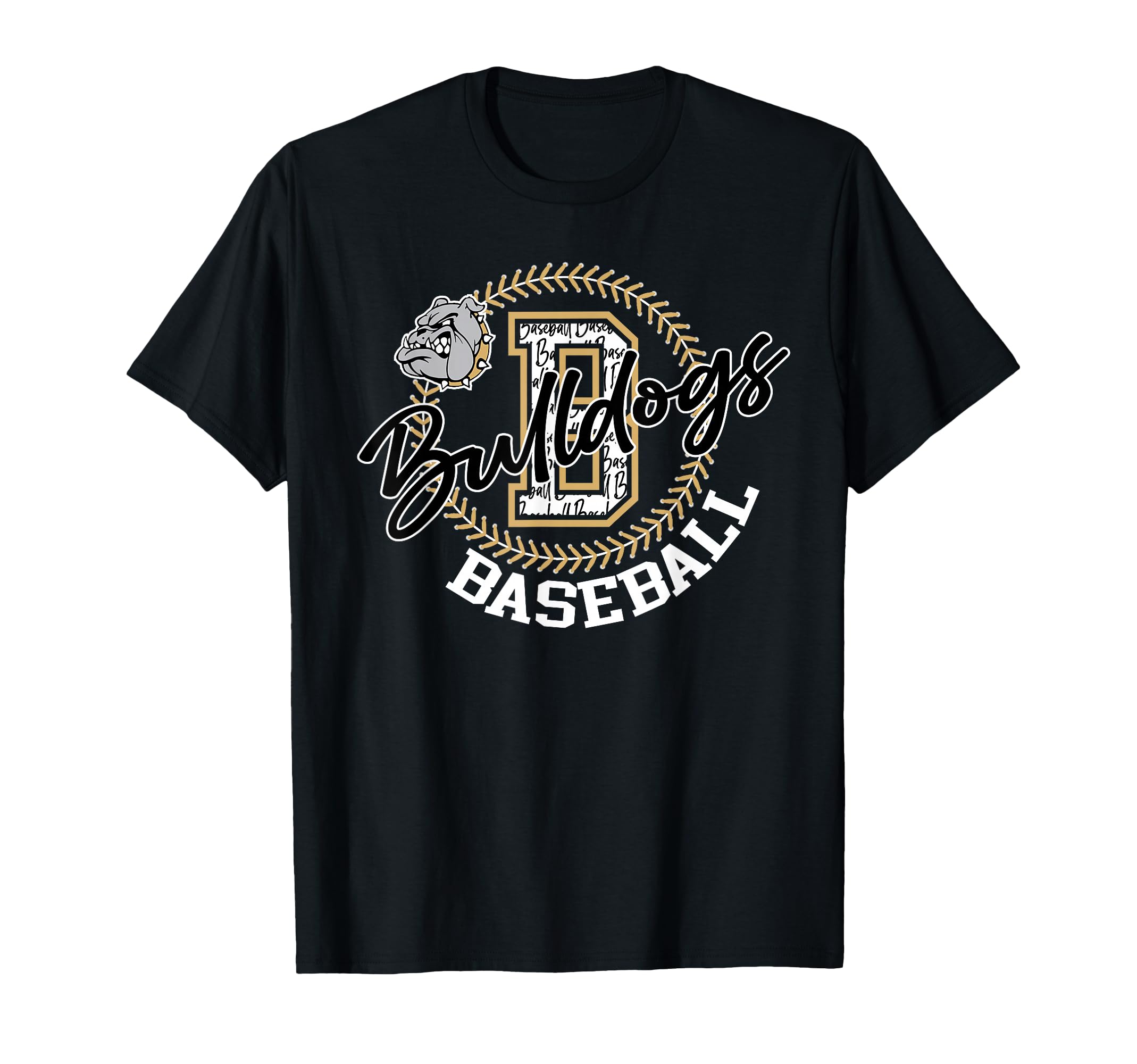Gold Bulldogs Baseball Laces Game T-Shirt - Custom Art Print for Adults - T-Shirt, Sweatshirt, Hoodie