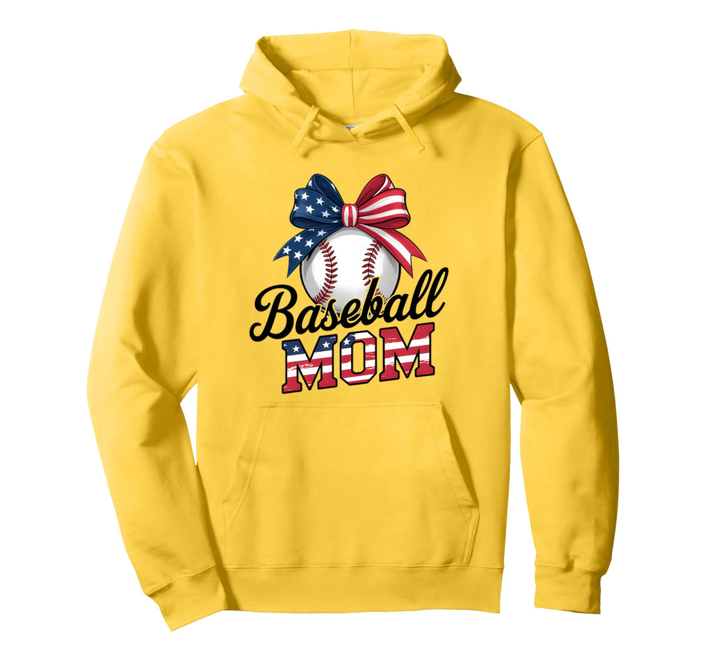 Baseball Mom Usa Flag 4Th July Hoodie - Casual Everyday Wear Men Women - T-Shirt, Sweatshirt, Hoodie