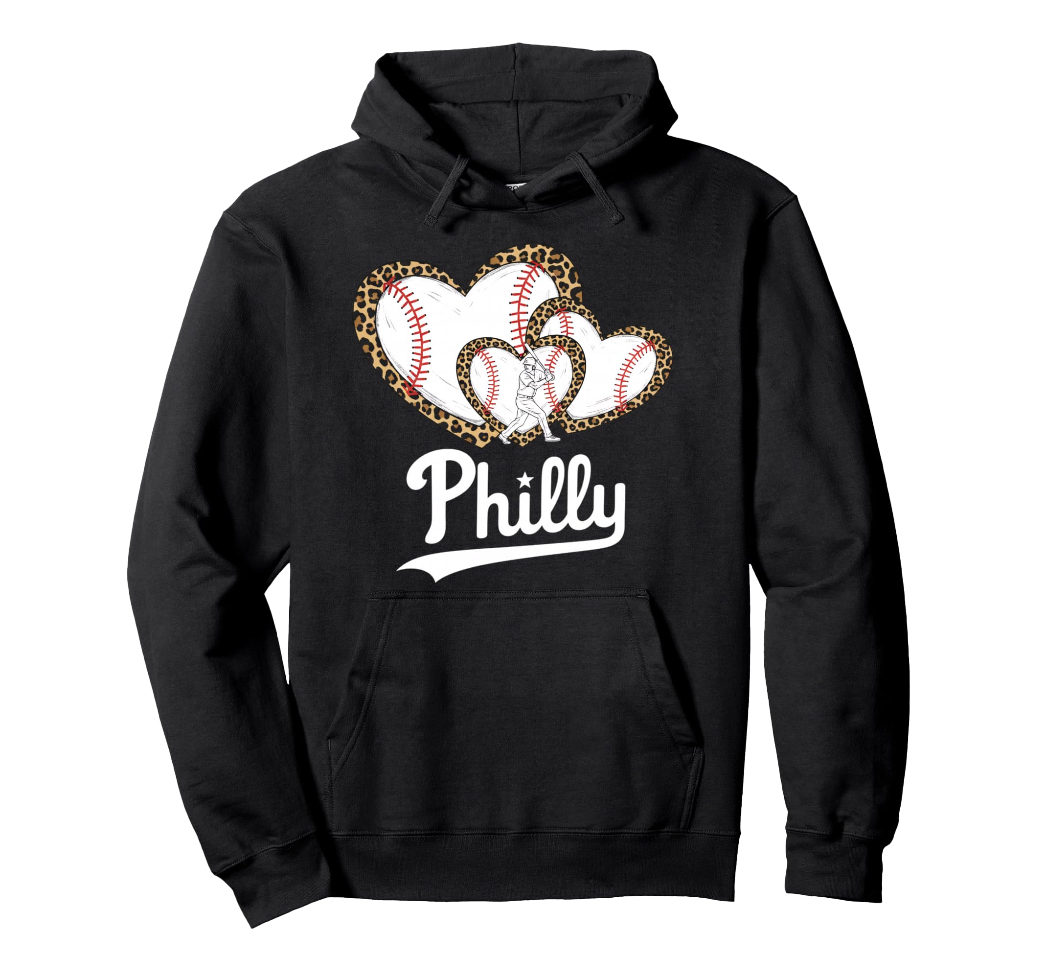 Leopard Baseball Heart Baseball Mom Fan Hoodie - Graphic Print for Adults - T-Shirt, Sweatshirt, Hoodie