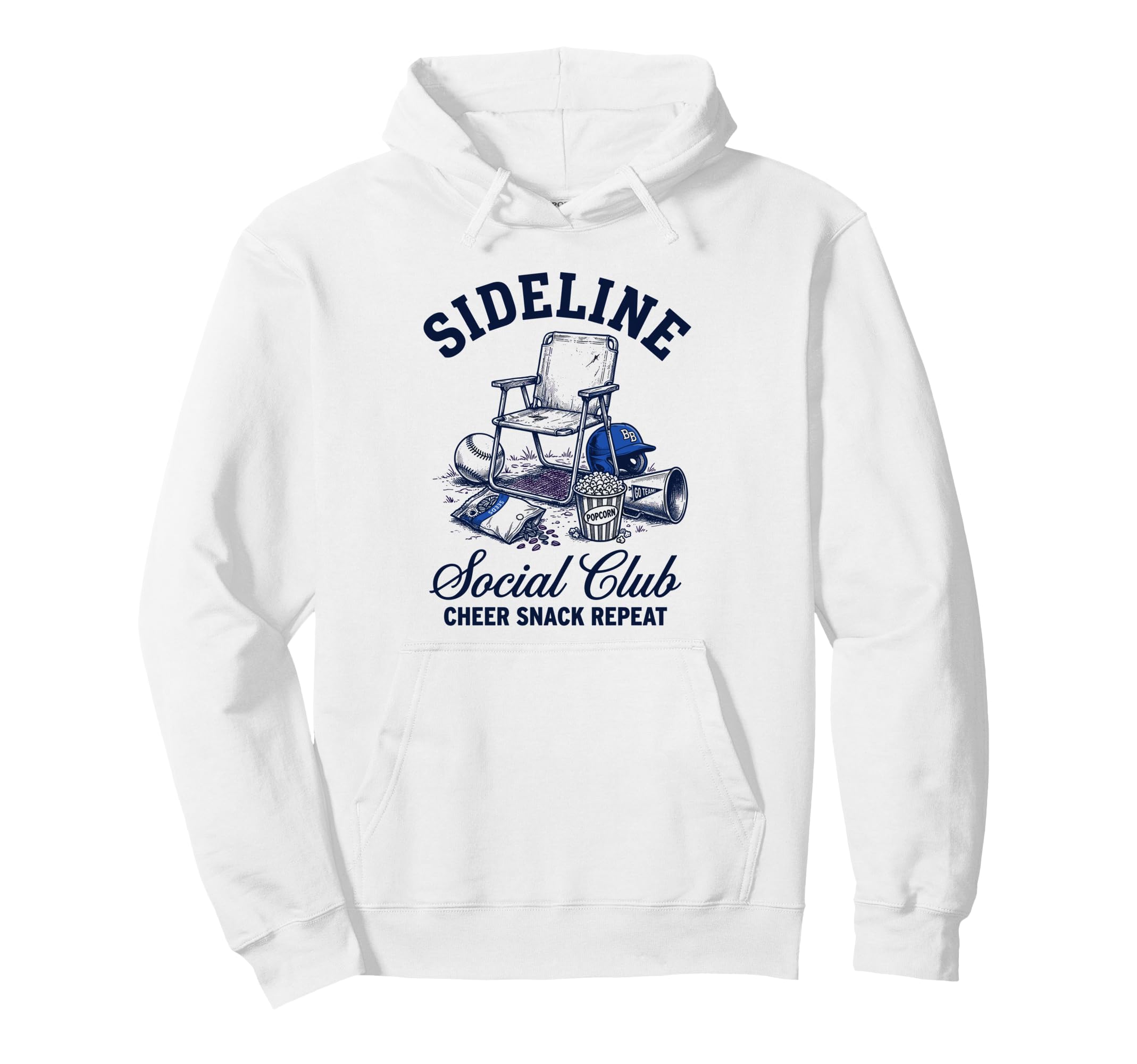 Sideline Social Club Cheer Snack Repeat Hoodie - Trendy Graphic for Adults - T-Shirt, Sweatshirt, Hoodie